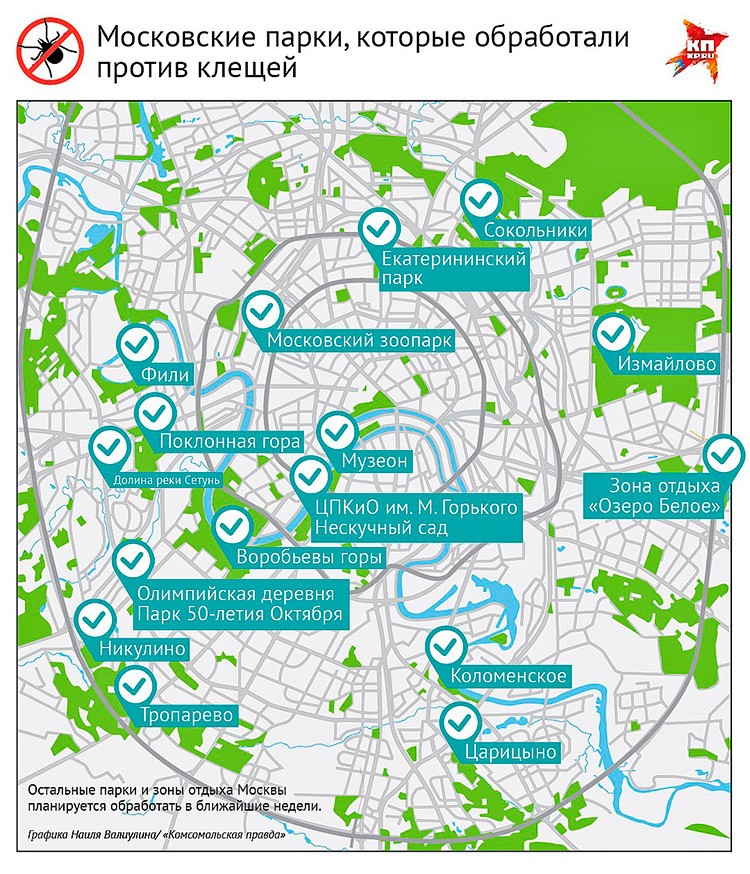 Карта распространения энцефалитных клещей в подмосковье