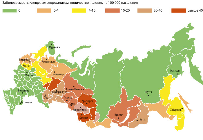 Где обитают энцефалитные клещи в россии
