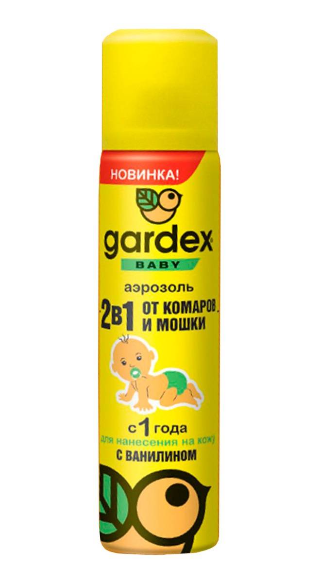 Gardex (гардекс) baby аэрозоль от комаров и мошки с ванилином (для детей), 80 мл
