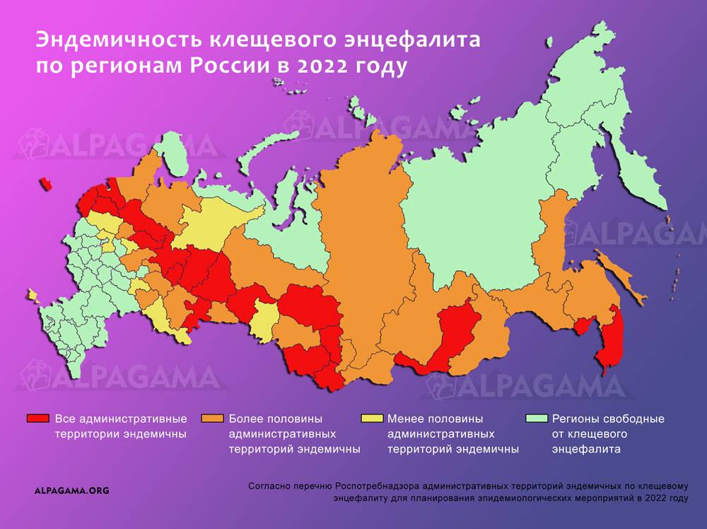 Карта распространения энцефалитных клещей в подмосковье