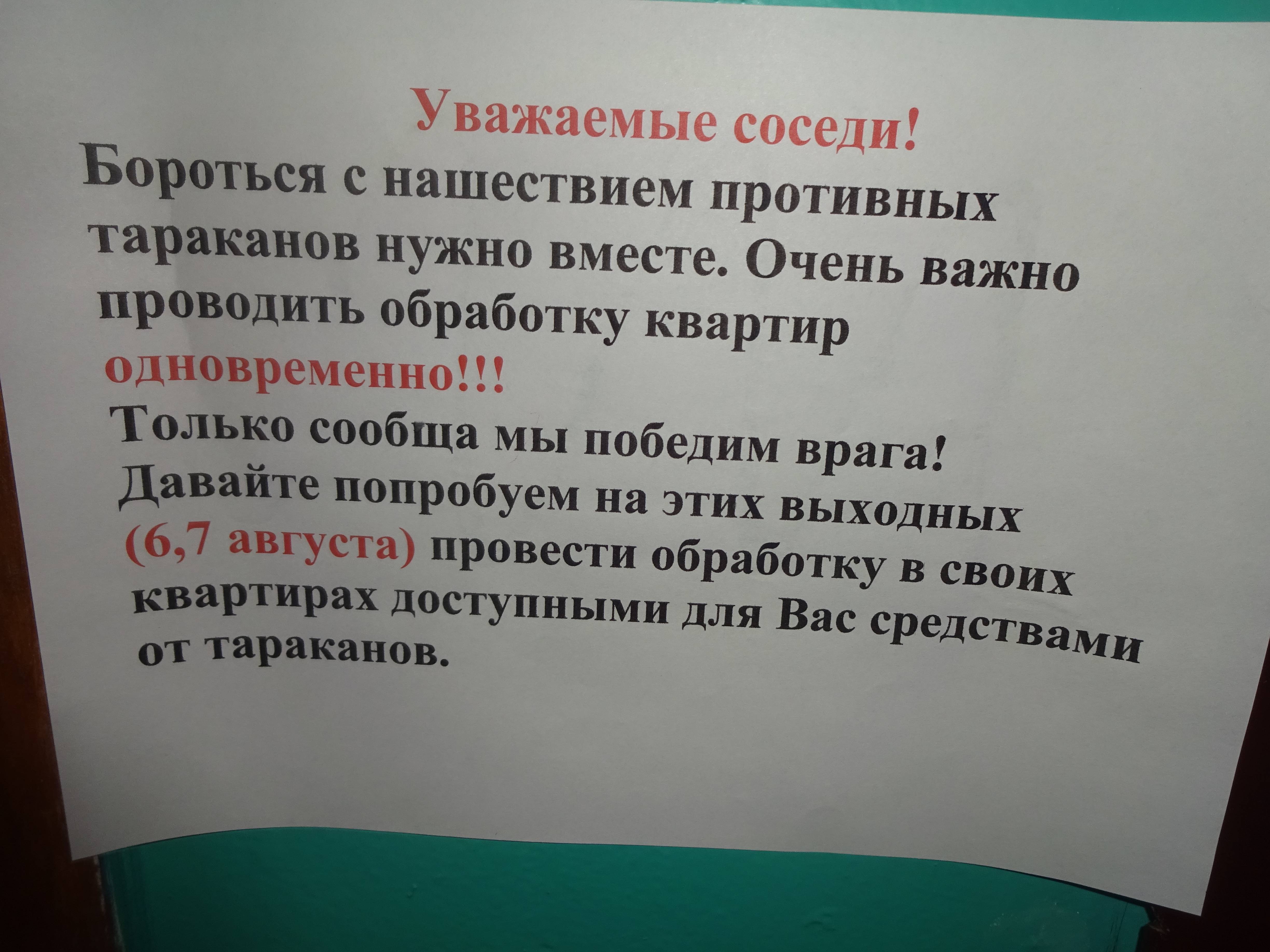 У соседей тараканы - узнайте куда жаловаться в первую очередь
