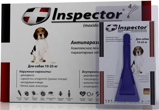 Капли инспектор от клещей для собак: состав капель, инструкция по применению, противопоказания и отзывы