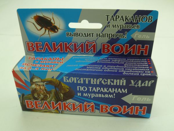 Великий воин - гель от тараканов - применение в квартирах