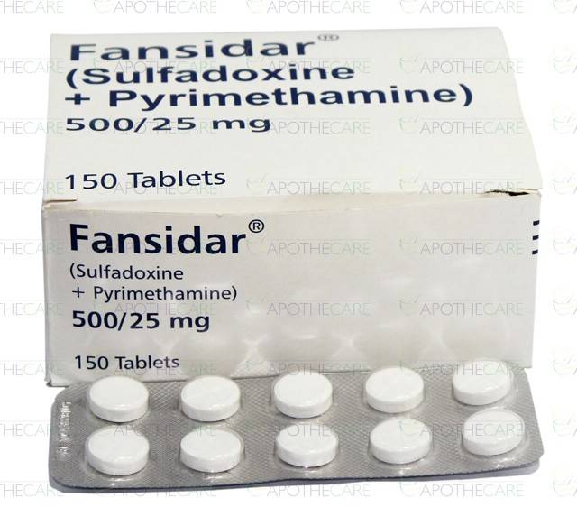 Фансидар (пириметамин+сульфадоксин) (fansidar (pyrimethamine+sulfadoxine))  | поиск, резервирование, заказ лекарств, препаратов в россии +7(499)70-418-70
